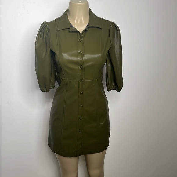 Faux Leather Button Dress - Picture 4 of 6